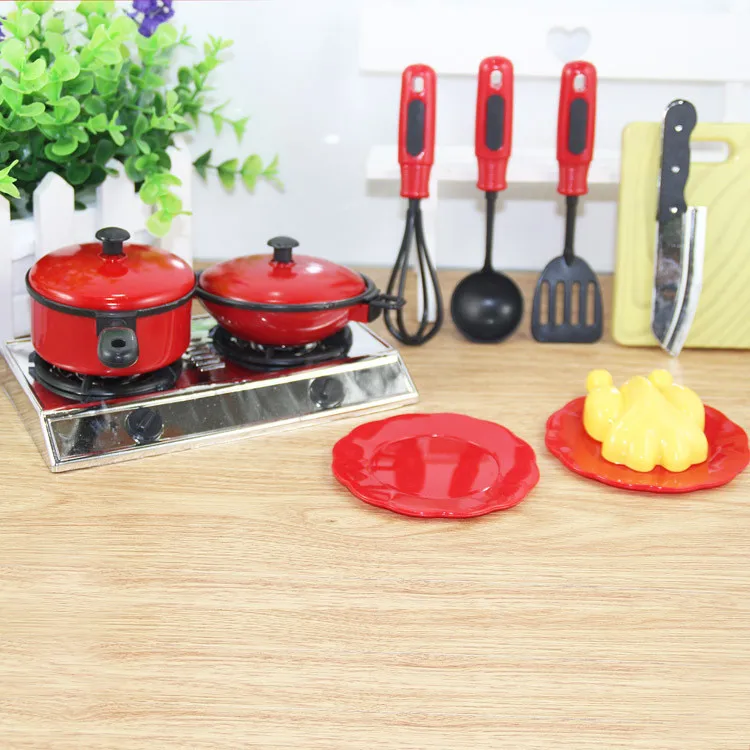 13pcs Mini Kitchen Cookware Pot Pan Cook Pretend Play Educational House Toys For Children Simulation Kitchen Utensils Girls Toy