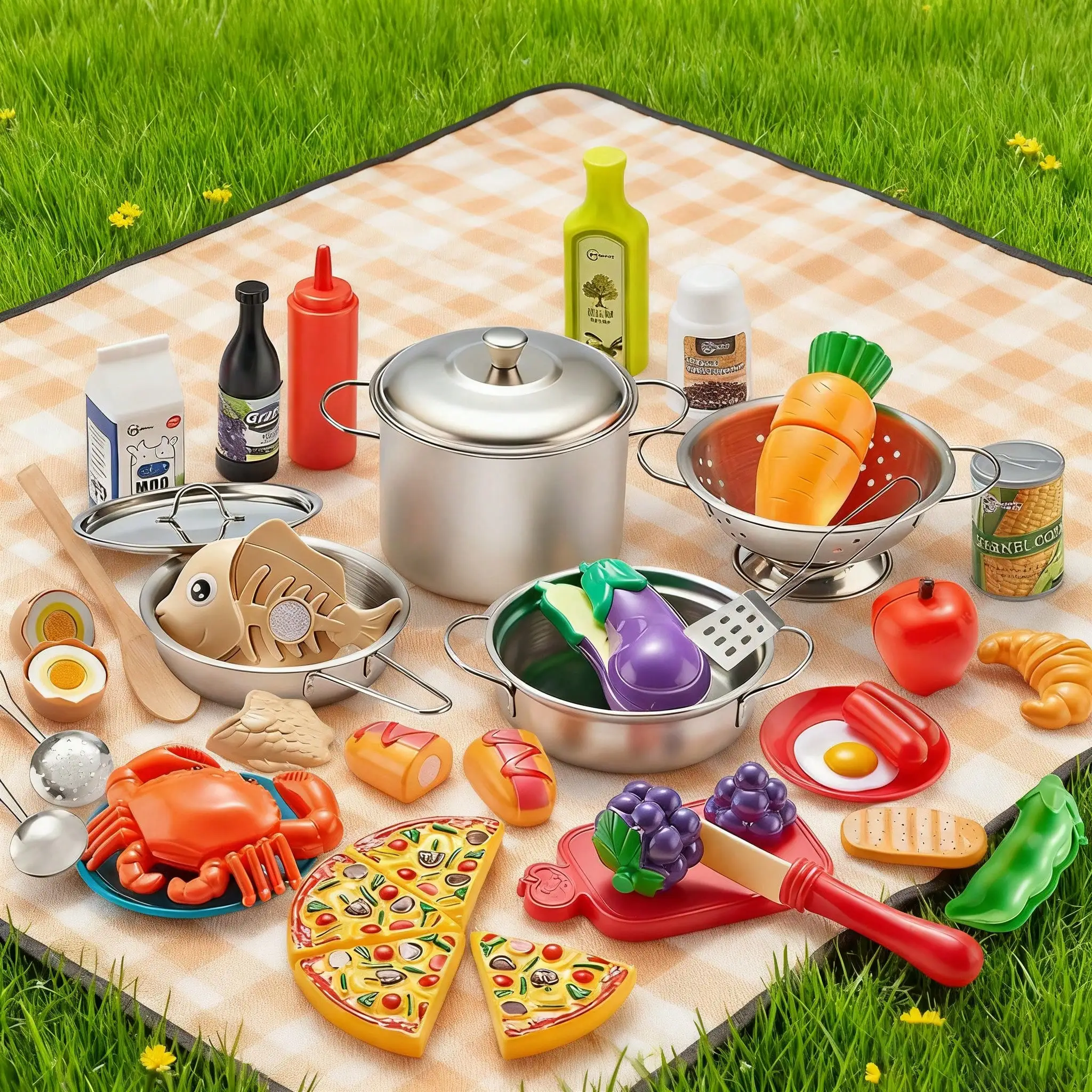 52PCS Toddler Pretend Kitchen Toy Set, Realistic Stainless‑Steel Cookware & Cuttable Play Food, Kids Simulation Cooking Role‑Play Playset, Interactive Educational Game Toy, Ideal Birthday Christmas Holiday Gift For Boys Girls Kids Ages 2 Years Old And Up - Image 4
