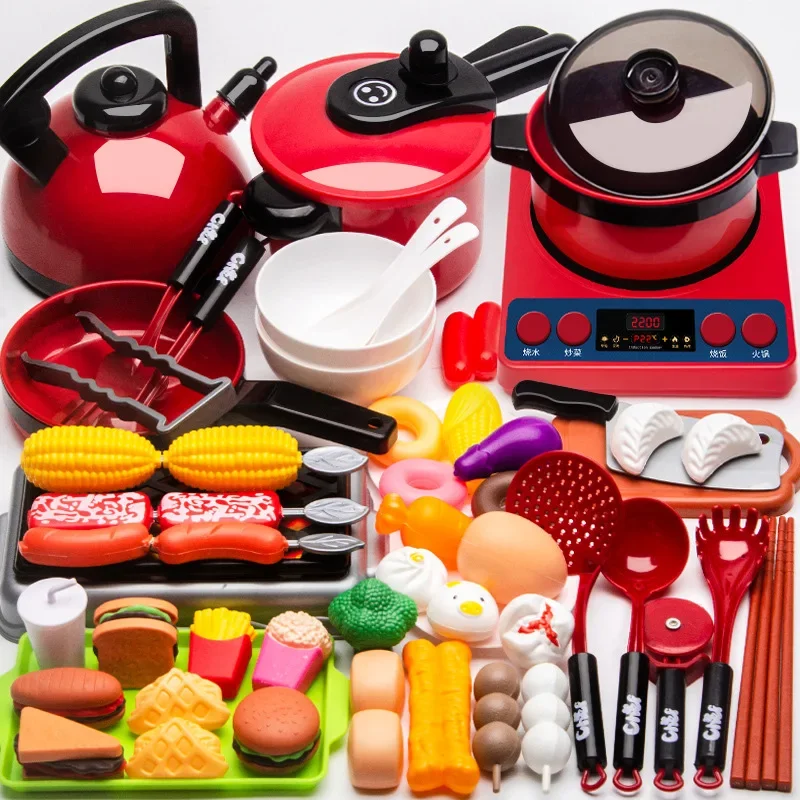 Set For Kids Girl Cooking Kitchen Toys Baby Cutting Fruit Cooking Kitchen Utensils Children’s Simulation Education Pretend Play
