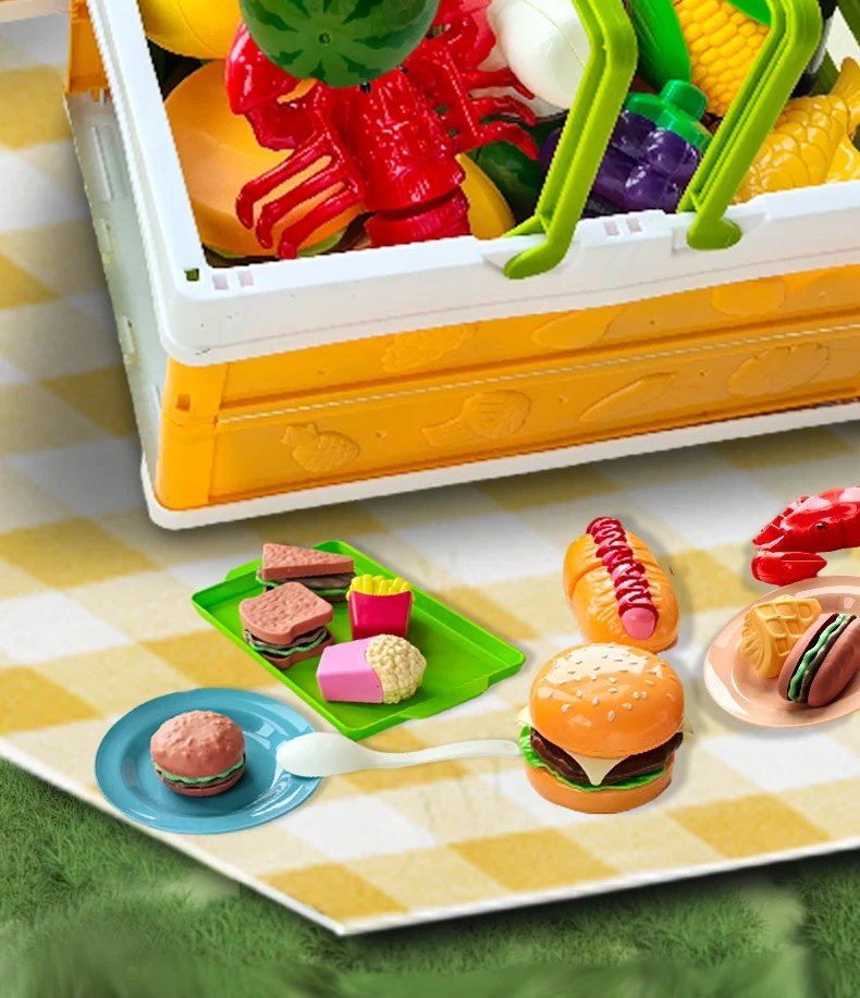 Children’s Kitchen Toy Set Simulated Kitchen Cutting Cookware Simulated Fruits Cutting Toys Cooking Accessories for Kids Gift