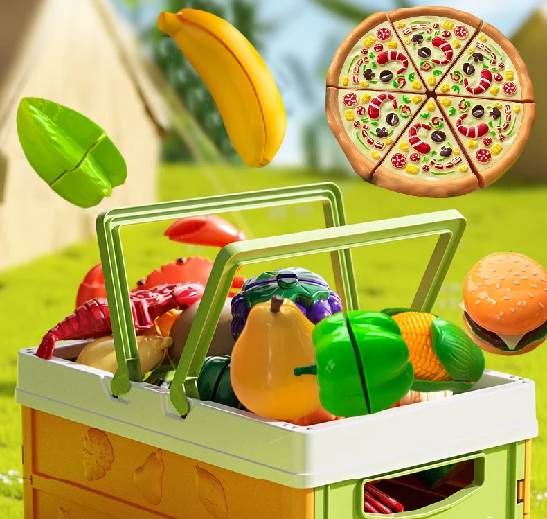 Children’s Kitchen Toy Set Simulated Kitchen Cutting Cookware Simulated Fruits Cutting Toys Cooking Accessories for Kids Gift