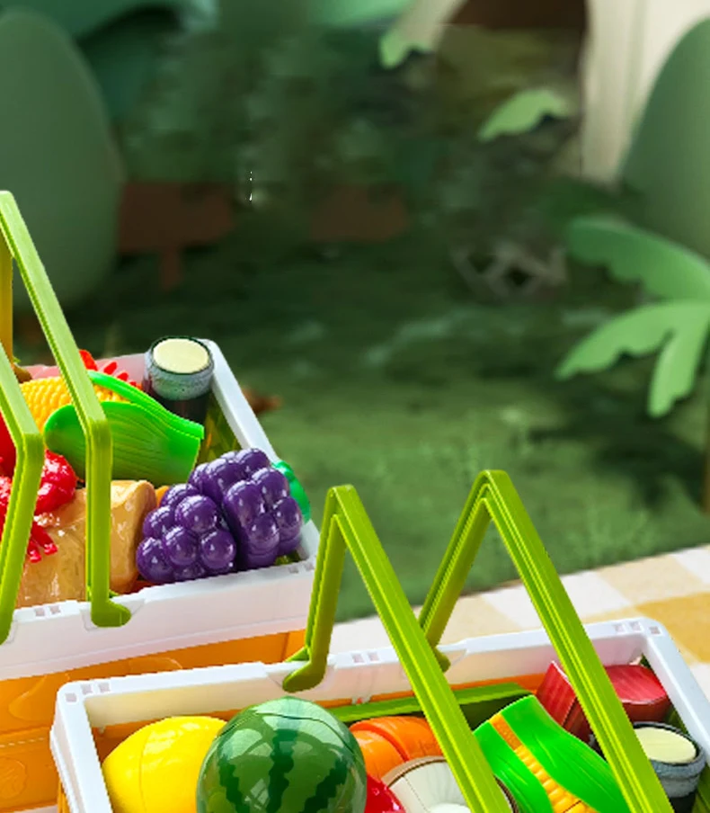 Children’s Kitchen Toy Set Simulated Kitchen Cutting Cookware Simulated Fruits Cutting Toys Cooking Accessories for Kids Gift