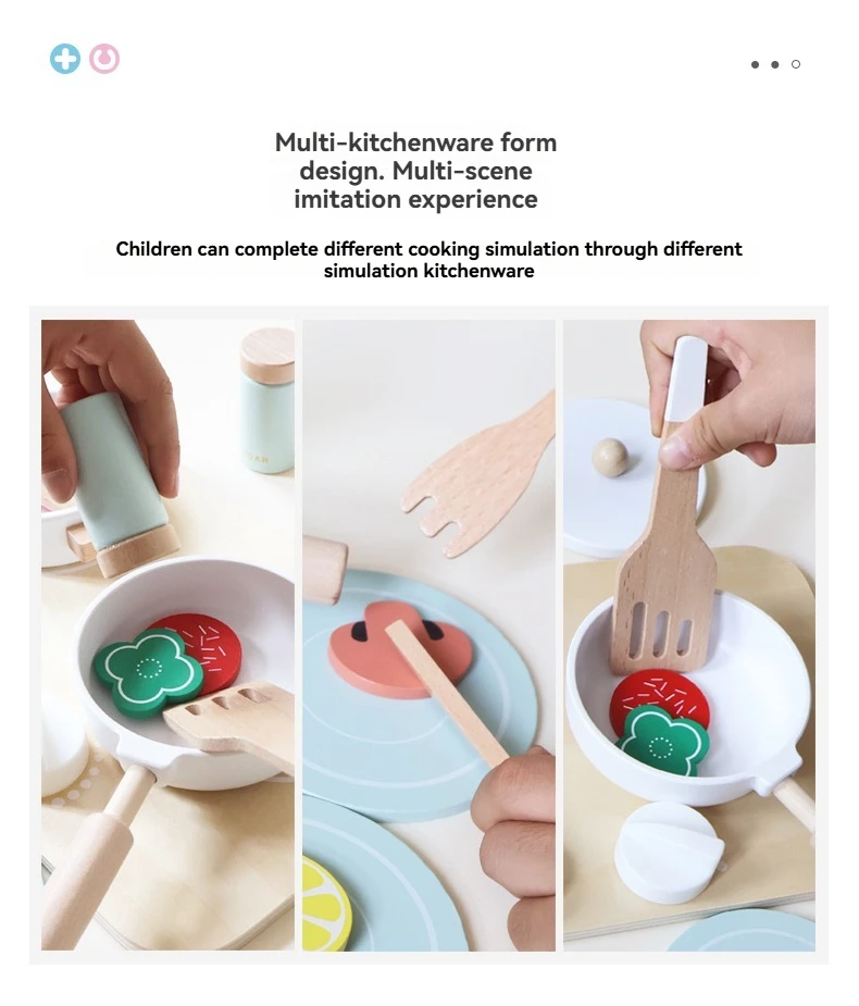 Children’s Kitchen Toys, Wooden Pots and Utensils, Cooking Utensils for Little Babies, and Seasoning Bottles for Birthdays