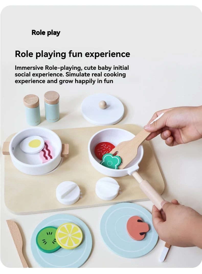 Children’s Kitchen Toys, Wooden Pots and Utensils, Cooking Utensils for Little Babies, and Seasoning Bottles for Birthdays
